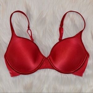 34C Vassarette Satin Look Contour Cup Red Bra